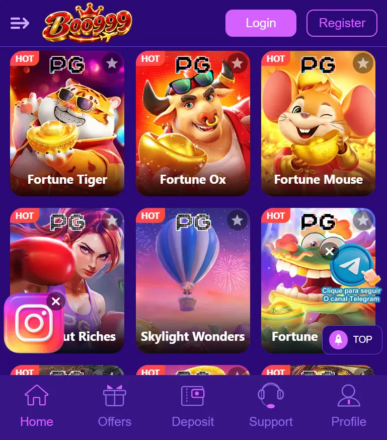 Boo999 Apk Game Home Page