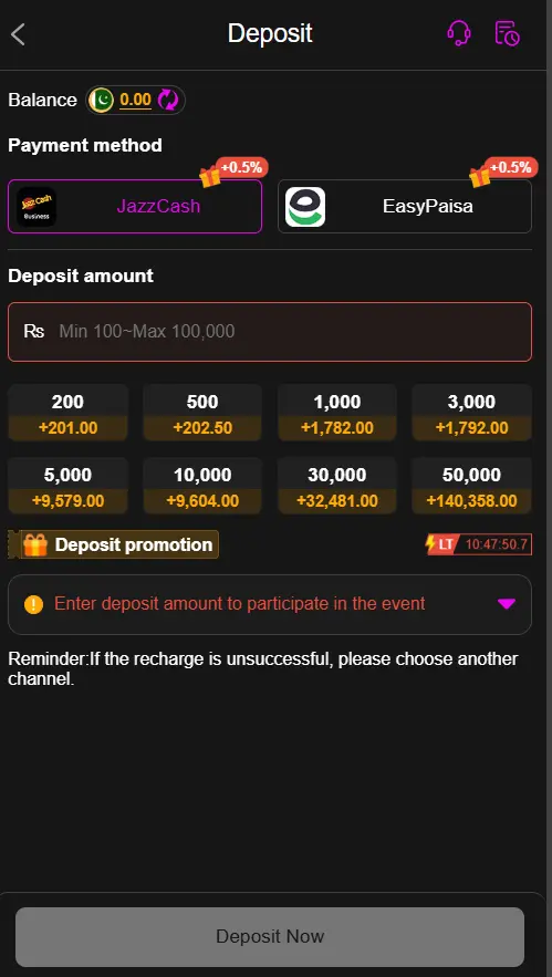 Deposit System Page 777XF Game